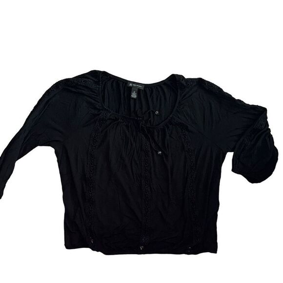 INC International Concepts Ladies Size 2X Black Lace Embroidered Peasant Blouse - Picture 5 of 11